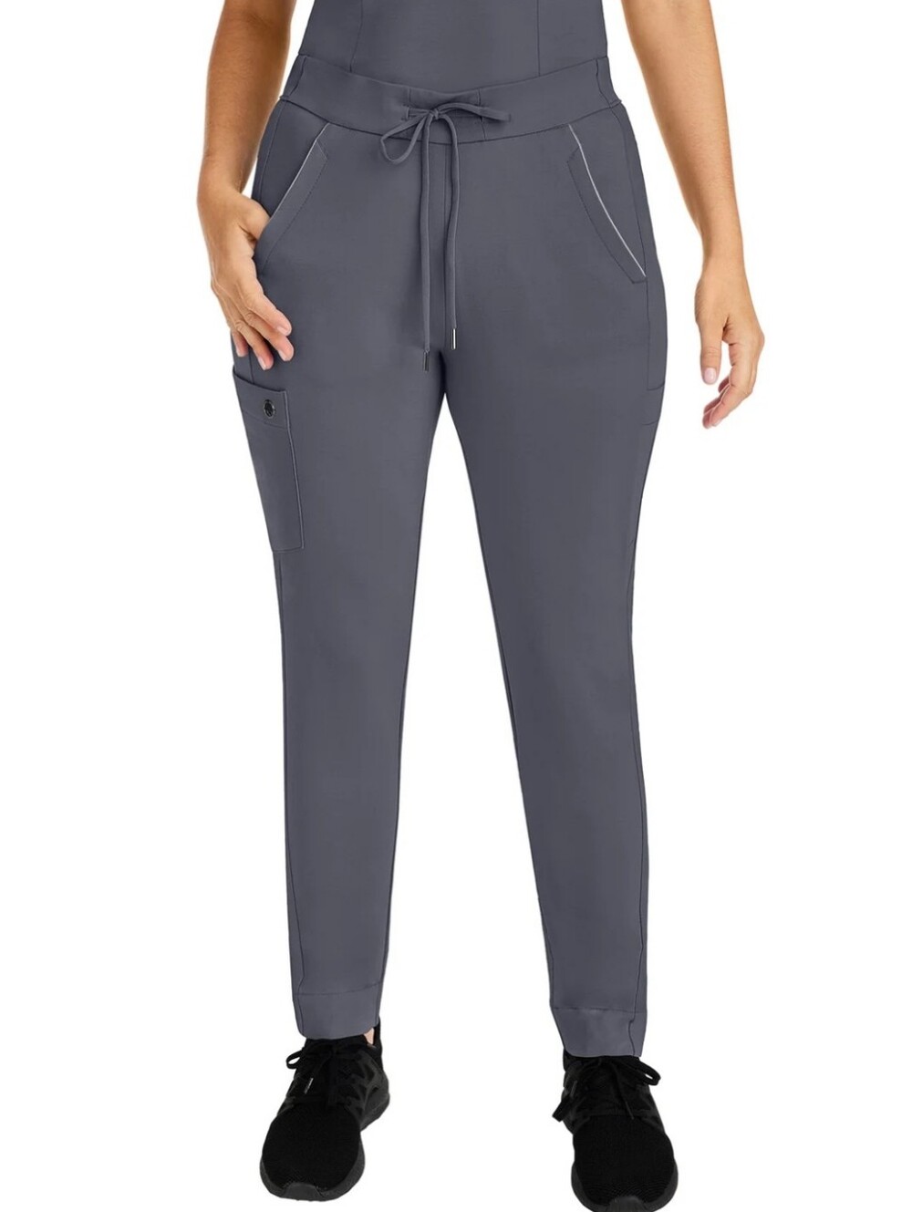 ONYX Athena Pants Pewter Gray Zip Bottom Scubs NWT L $84